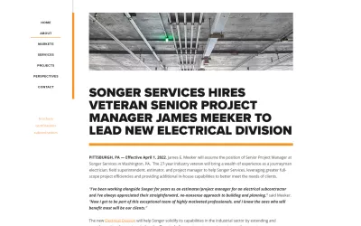 Corporate News Page Layout - Songer Services